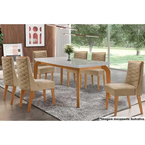Mesa Cozinha Londrina 180 + 6 Cad Dafne Capuccino Rufato