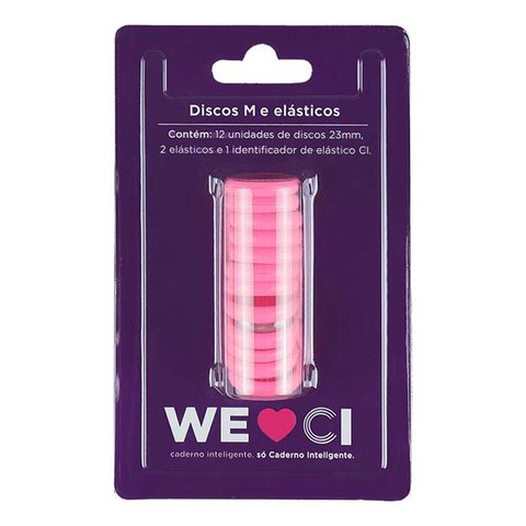 Kit Discos M e Elásticos para Caderno Inteligente Mci231023 Rosa Neon - Ci