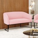 Ver imagem 5 de Sofá Namoradeira 2 Lugares Base Industrial Preto Stella Suede D03 - D'Rossi Cor Rosa Bebê