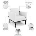 Ver imagem 2 de Sofá Namoradeira e 2 Poltronas Base Madeira Preto Maressa Sintético Branco - Ibiza