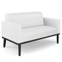 Ver imagem 6 de Sofá Namoradeira e 2 Poltronas Base Madeira Preto Maressa Sintético Branco - Ibiza