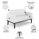 Ver imagem 3 de Sofá Namoradeira e 2 Poltronas Base Madeira Preto Maressa Sintético Branco - Ibiza