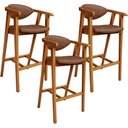 Ver imagem 1 de Kit 04 Banquetas Alta Cozinha Bancada Bar Sala de Jantar Fixa Cecília L02 Couríssimo Marrom - Lyam D