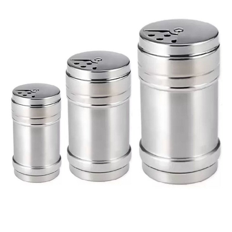 Kit Porta Condimentos Temperos Saleiro Inox Tamanhos 3 Peças - 1