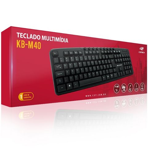 Teclado USB Multimidia KB-M40BK Preto C3 TECH