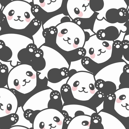 Padrão Sem Emenda Mão Desenho Panda E Planta. Papel De Parede