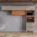Ver imagem 2 de Cozinha Modulada Proença 3 Peças com Torre Quente 2 Fornos e Aéreo 120cm Ripado Nogueira Touch/