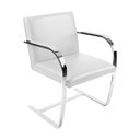 Ver imagem 2 de Kit 4 Cadeiras Brno Escritório Couro Sintético Branco Barra Chata Cromada