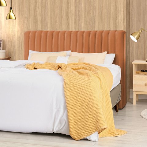 Cabeceira Cama Box Casal 1,40m Estofada Havai  Veludo Terracota