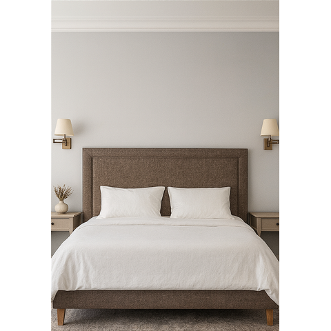 Cabeceira Estofada Casal Debrum Não É Segredo Linho Marrom 140x120