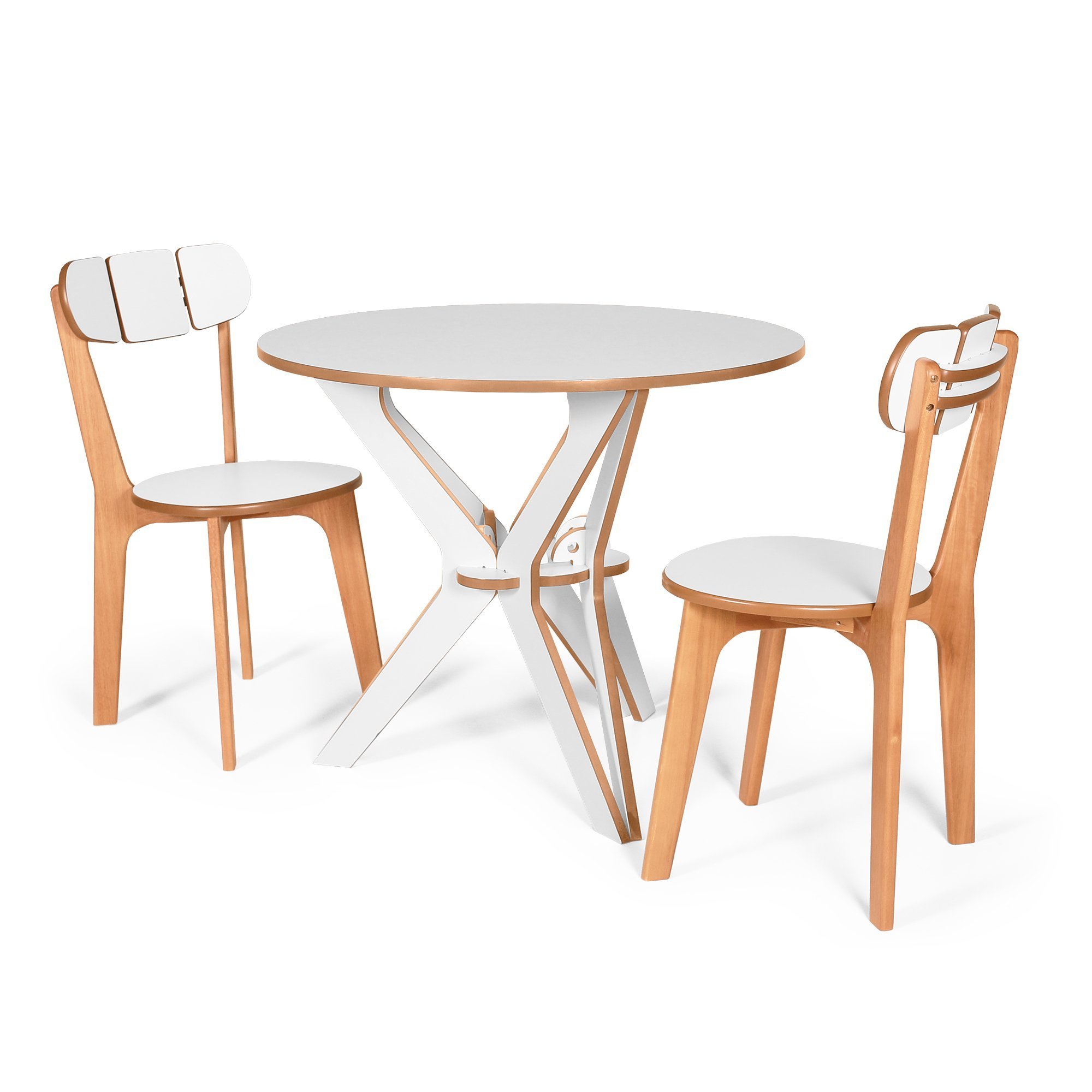 Conjunto Mesa de Jantar Itália 90 Cm com 2 Cadeiras Divino - Anjo Gabriel Design Branco - 1