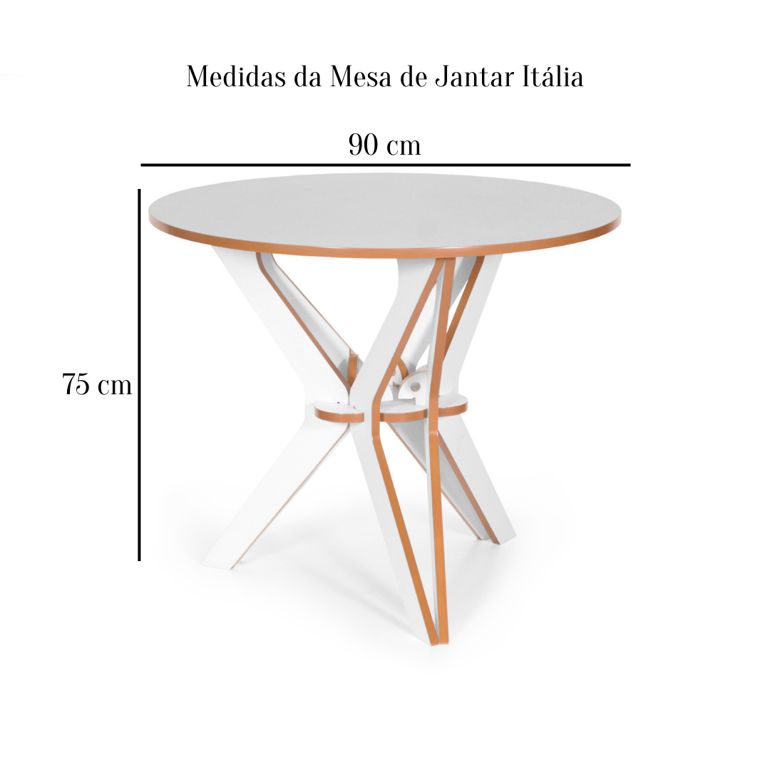 Conjunto Mesa de Jantar Itália 90 Cm com 2 Cadeiras Divino - Anjo Gabriel Design Branco - 5