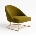 Ver imagem 1 de Poltrona Decorativa Estofada Veludo Base Metálica Industrial Lua Dourada – Paraná Metal:verde Oliva