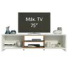 Rack para TV até 75 Polegadas Madesa Metz 180 cm 2 Portas Branco/Rustic Cor:Branco/Rustic - 4