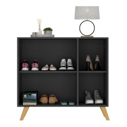 Sapateira Retrô 3 Portas Nina Multimóveis Mp6018 Preta/natural - 5