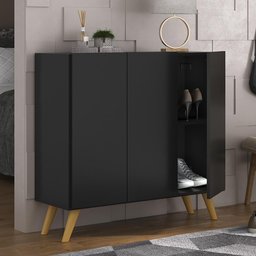 Sapateira Retrô 3 Portas Nina Multimóveis Mp6018 Preta/natural - 1