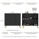 Ver imagem 3 de Sapateira Retrô 3 Portas Nina Multimóveis Mp6018 Preta/natural