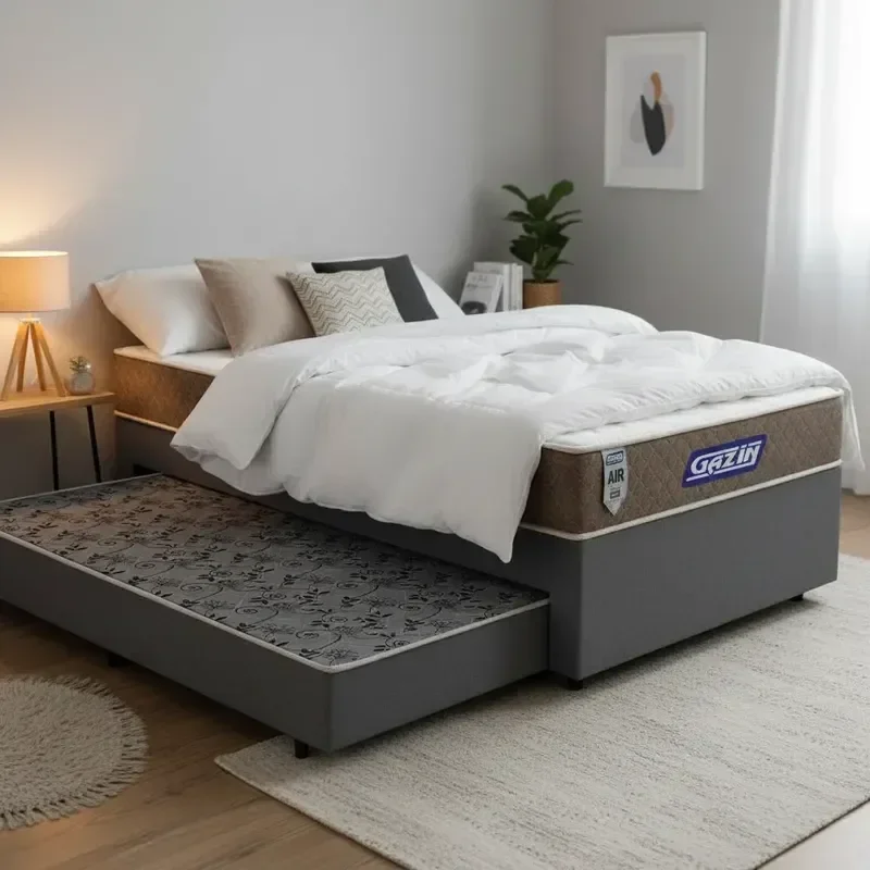 Cama Box com Colchão Gazin de Molas Ensacadas One Face Air Light + Auxiliar de Molas Solteiro 88cm