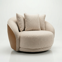 Ver imagem 1 de Poltrona Giratória Veneza 122cm Tecido Bouclé Premium e Corino Design Curvo Moderno Sala Estar Quart