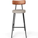 Ver imagem 6 de Kit 05 Banquetas Altas Cozinha Sala De Jantar Aço Milão L02 Couríssimo Camel Linho Bege - Lyam Decor