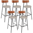 Ver imagem 1 de Kit 05 Banquetas Altas Cozinha Sala De Jantar Aço Milão L02 Couríssimo Camel Linho Bege - Lyam Decor