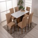 Ver imagem 1 de Kit 4 Capas de Cadeira Jantar Cozinha Lisa com Elástico:Bege