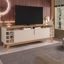 Ver imagem 2 de Rack Sala Estante Tv 60" Bancada Home Wine 2 Portas Nicho Adega Pés Retrô Sala Quarto Pequeno -