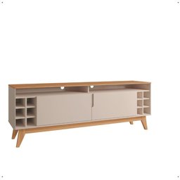 Rack Sala Estante Tv 60" Bancada Home Wine 2 Portas Nicho Adega Pés Retrô Sala Quarto Pequeno - - 6