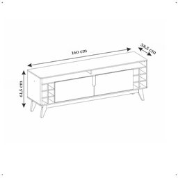 Rack Sala Estante Tv 60" Bancada Home Wine 2 Portas Nicho Adega Pés Retrô Sala Quarto Pequeno - - 8