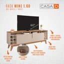 Ver imagem 7 de Rack Sala Estante Tv 60" Bancada Home Wine 2 Portas Nicho Adega Pés Retrô Sala Quarto Pequeno -