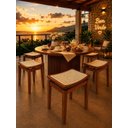 Ver imagem 1 de Banco 100% Madeira Maciça Premium Savana Banqueta com Assento Anatômico em Tela Resistente Multiuso