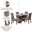 Ver imagem 5 de Conjunto de Mesa Sala de Jantar Tampo com Vidro Grécia 4 Cadeiras Off White / Mascavo / Cedro 1,36m