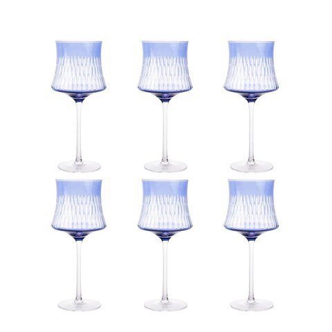 Conjunto 6 Taças de Vidro Azul 500ml 22,5cm Jl0099 Btc