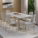 Ver imagem 2 de Conjunto de 4 Cadeiras de Aço Estofada Lucille Champanhe com Linho Mescla Cru