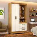 Ver imagem 6 de Guarda Roupa 2 Portas com Espelho 200x110 Cm Briz Nature Off White