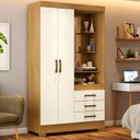 Ver imagem 2 de Guarda Roupa 2 Portas com Espelho 200x110 Cm Briz Nature Off White