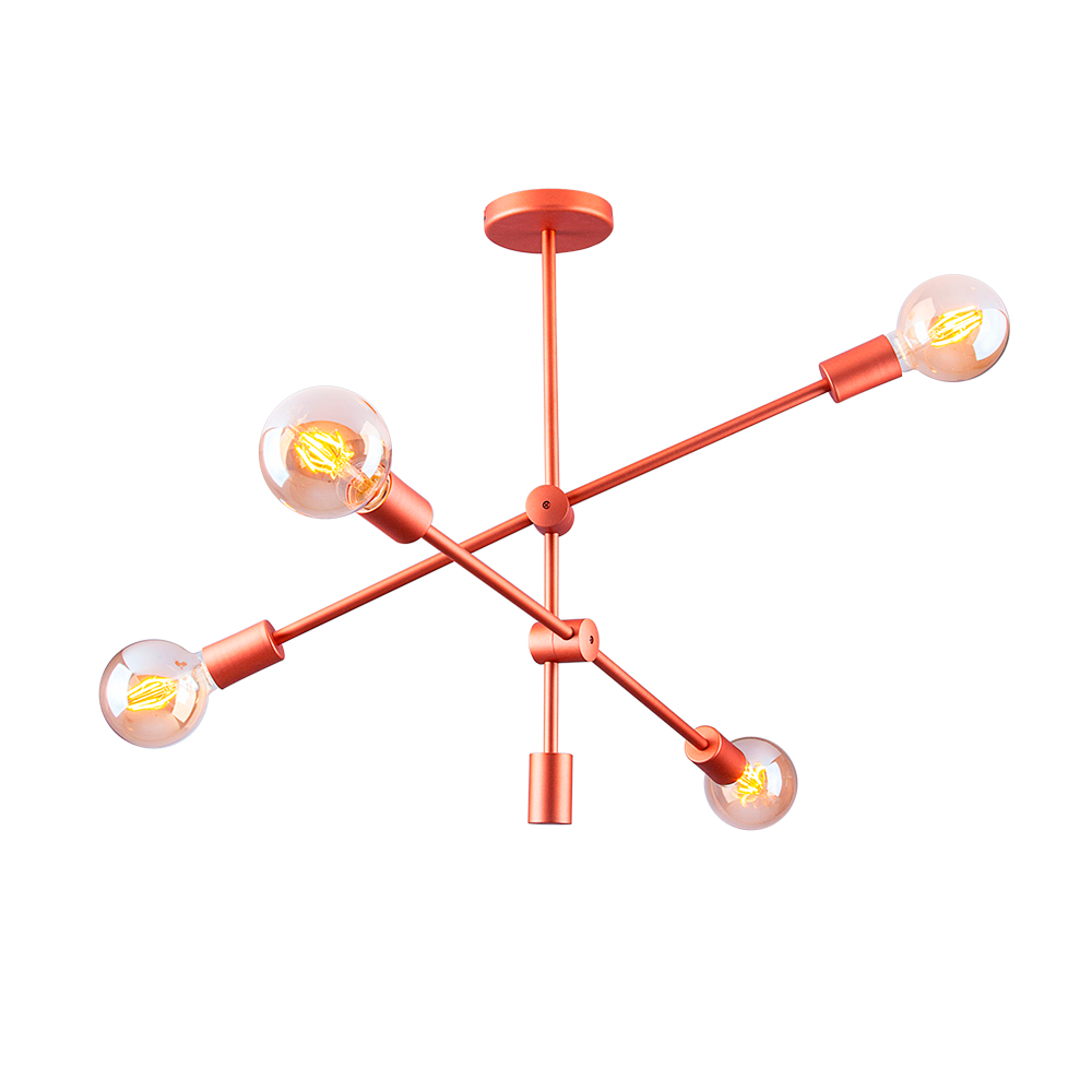 Lustre Pendente para Sala Quarto Sputnik Circuit Retrô 4 Lâmpadas E27 Bivolt:cobre/110v/220v