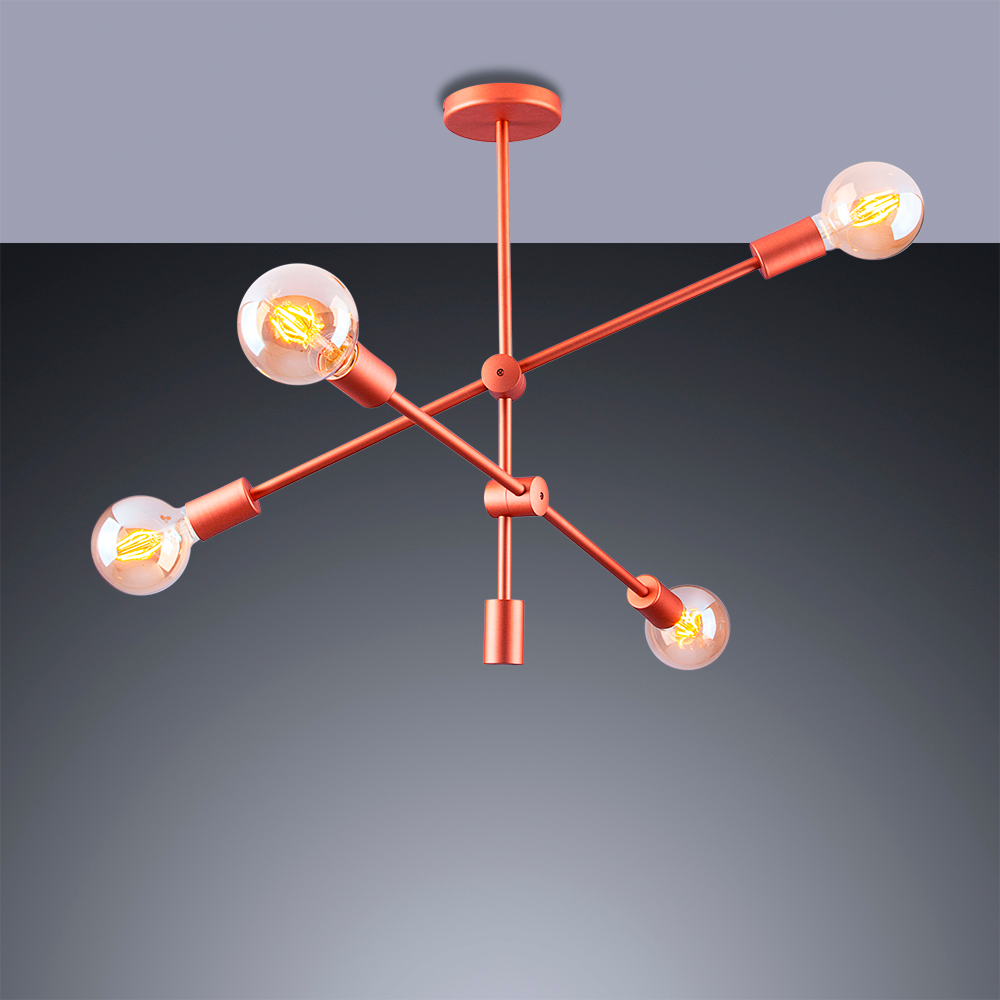 Lustre Pendente para Sala Quarto Sputnik Circuit Retrô 4 Lâmpadas E27 Bivolt:cobre/110v/220v - 2