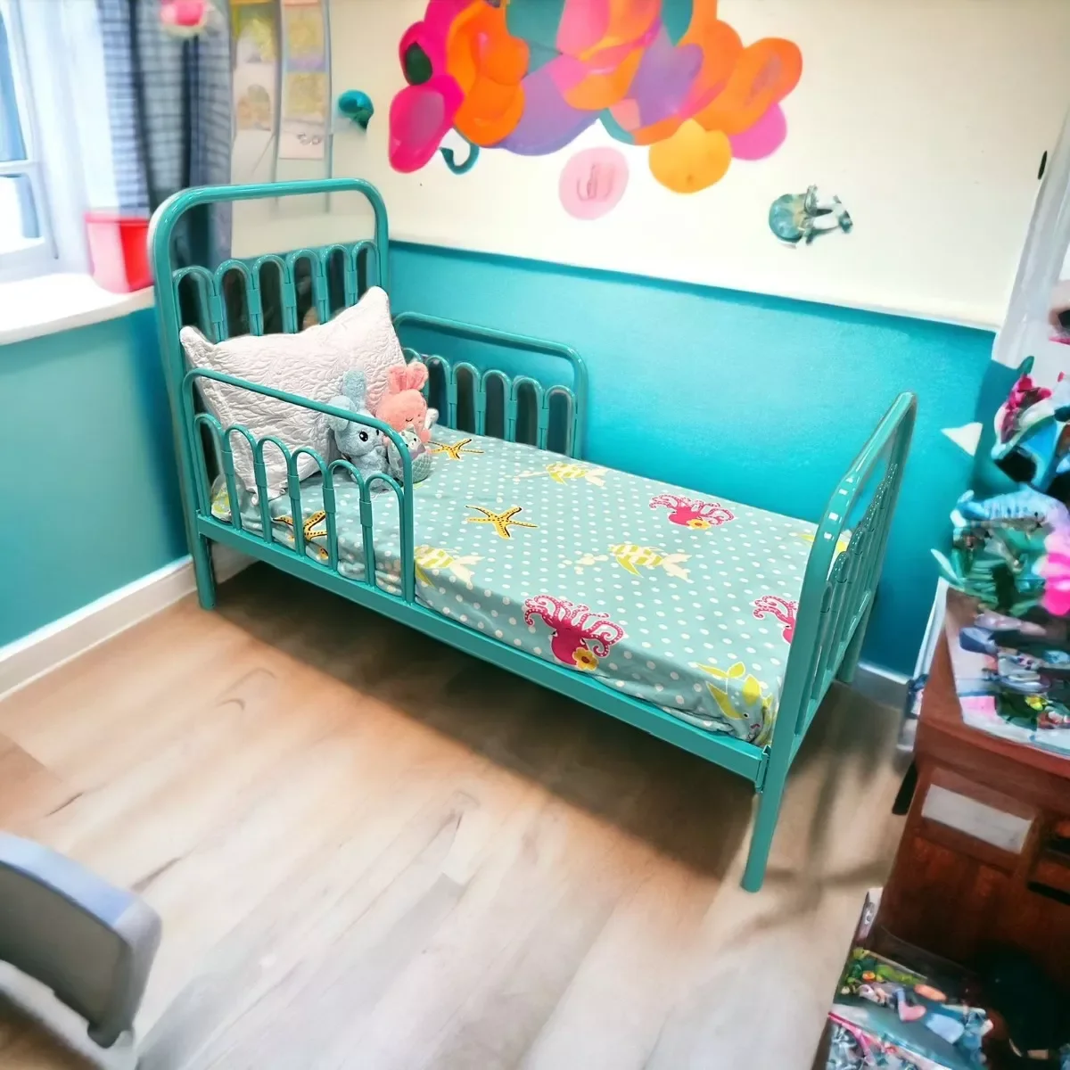 Cama Solteiro em Ferro + Cama Auxiliar, Nina:branco - 1