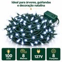 Ver imagem 3 de Pisca Pisca de Natal 100 Leds 8 Metros 127V 8 Funções:Branco Frio - Fio Verde