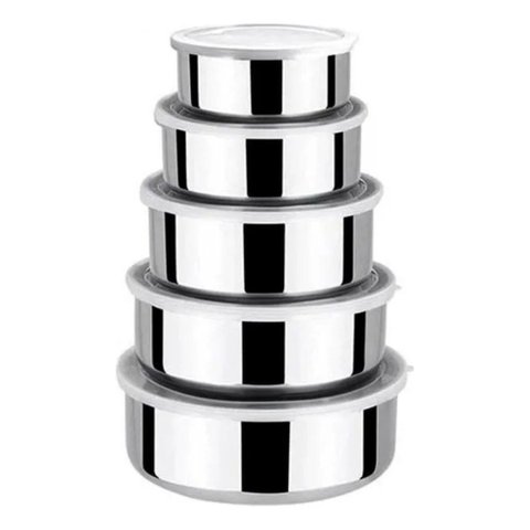 Conjunto 5 Potes Herméticos Bavaria com Tampa - Inox