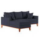 Ver imagem 4 de Sofá 3 Lugares Beny com Chaise Esquerdo Suede Azul