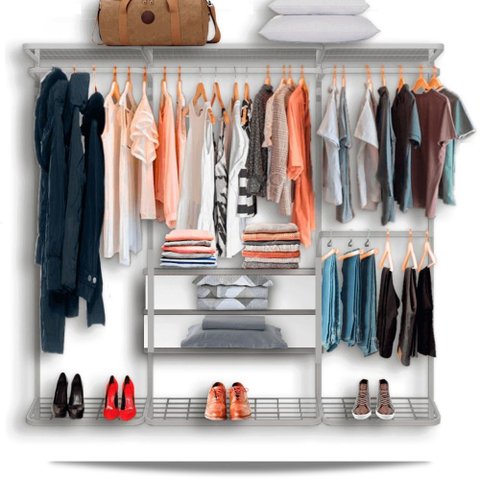 Cabideiro Arara Closet Casal Prateleira Aço Aramado - 2,20m - Branco