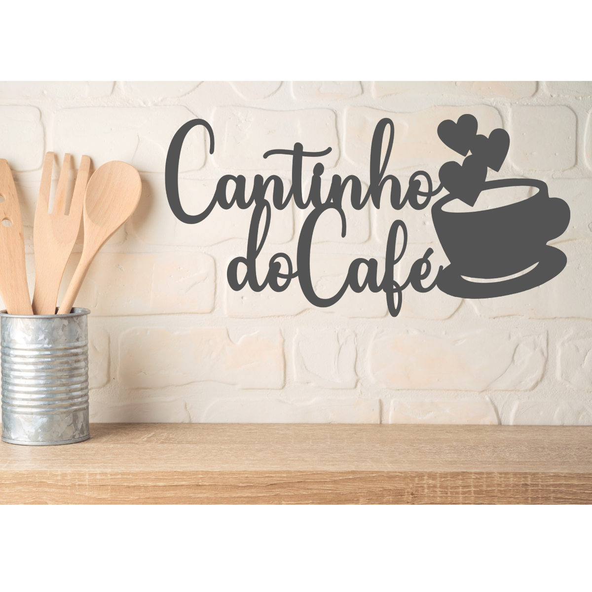 Cantinho do Cafe - Xícara - Decorativo - MDF - Preto - Quadro Frase Letreiro - 15x30cm - 3