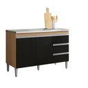 Ver imagem 4 de Balcão Gabinete P/ Pia Andreia sem Tampo 120 Cm Ajl Móveis - Amêndoa e Preto