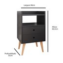 Ver imagem 5 de Mesa de Cabeceira Moderna Mesinha Canto Quarto Apoio Cama 2 Gavetas e Nicho Decoração Retrô Dream