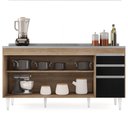 Ver imagem 3 de Balcão Gabinete com Pia Inox 160cm Arkansas Castanho/Preto - Lumil Lumil Móveis