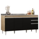 Ver imagem 1 de Balcão Gabinete com Pia Inox 160cm Arkansas Castanho/Preto - Lumil Lumil Móveis