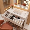 Ver imagem 3 de Penteadeira Mesa com Gaveta Miss Compacta 80cm 100% Mdf Branco - Desk Design