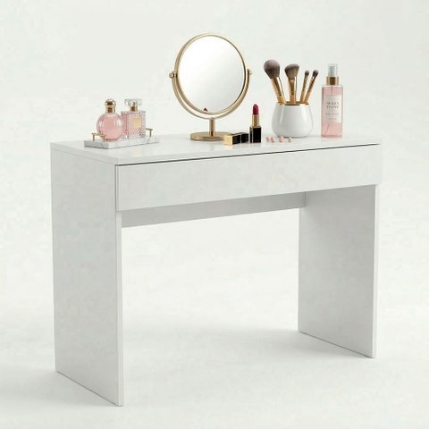 Penteadeira Mesa com Gaveta Miss Compacta 80cm 100% Mdf Branco - Desk Design